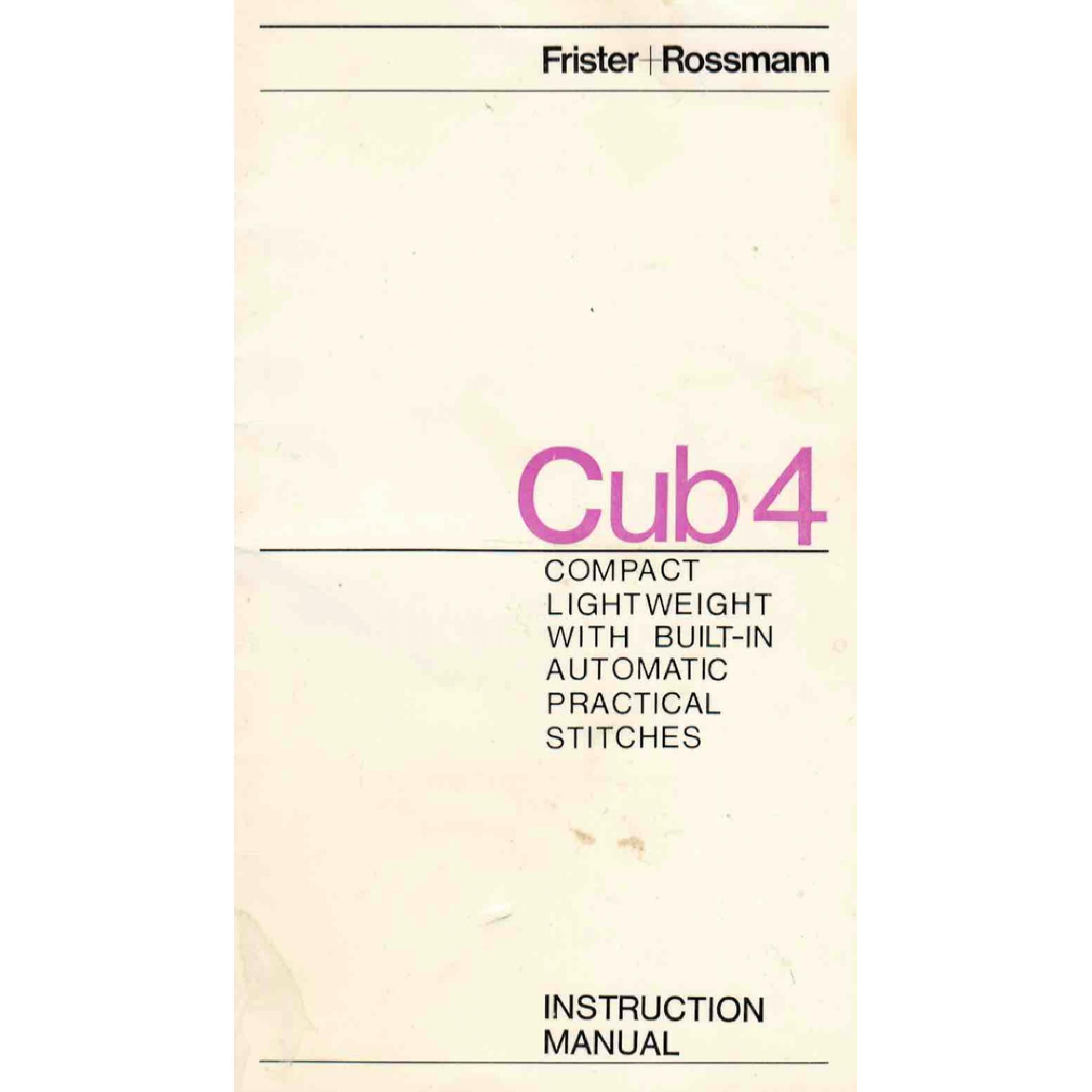 Frister rossmann cub 7 instruction manual