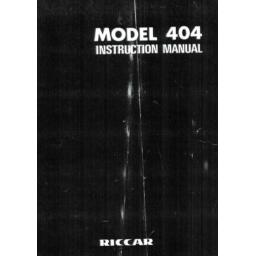 RICCAR 404 Instruction Manual (Printed)