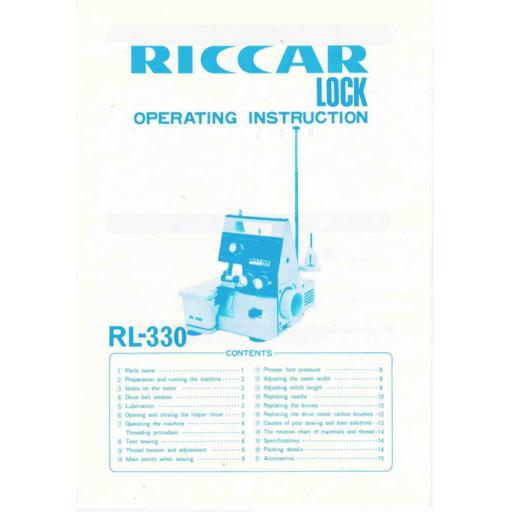 Riccar Lock RL-330 Overlocker Instruction Manual (Printed)