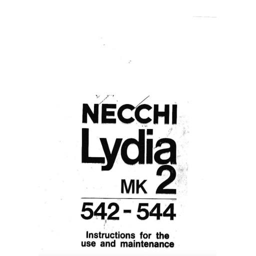 NECCHI Lydia MK 2 (542 & 544) Instruction Manual (Printed)
