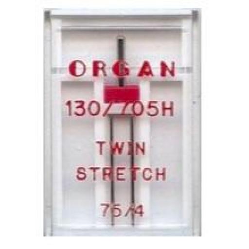 ORGAN Sewing Machine Needles Twin Stretch 75/4