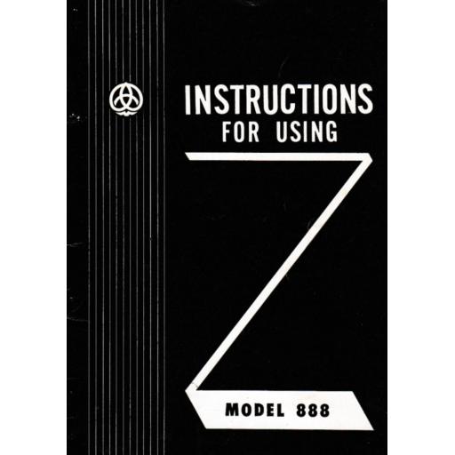 JONES & BROTHER Model 888 Sewing Machine Instruction Manual (Printed)