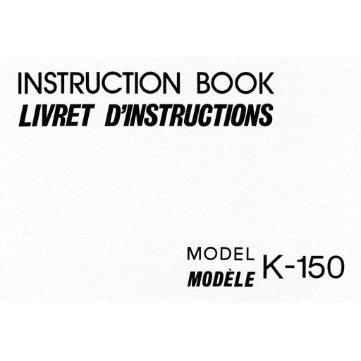 NEW HOME K-150 IInstruction Manual (Printed)