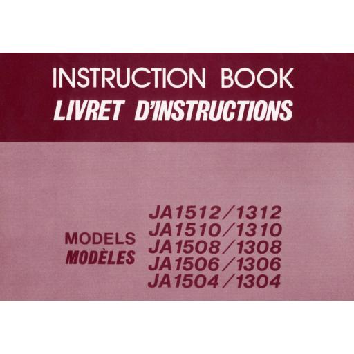 NEW HOME JA Series (1512/1312,1510/1310, 1508/1308, 1506/1306, 1504/1304) Instruction Manual (Printed)