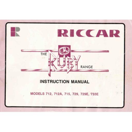 RICCAR Ruby Models 712, 712A, 715, 729, 729E & 733E Instruction Manual (Download)